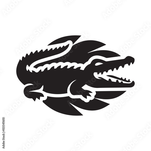 A vector style illustration of a crocodile silhouette.
