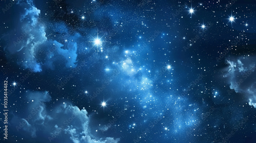 Starry night sky, galaxy and twinkling stars Starry night sky, galaxy and twinkling stars