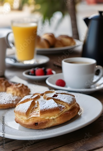 Delicious Breakfast with Coffee and Cake