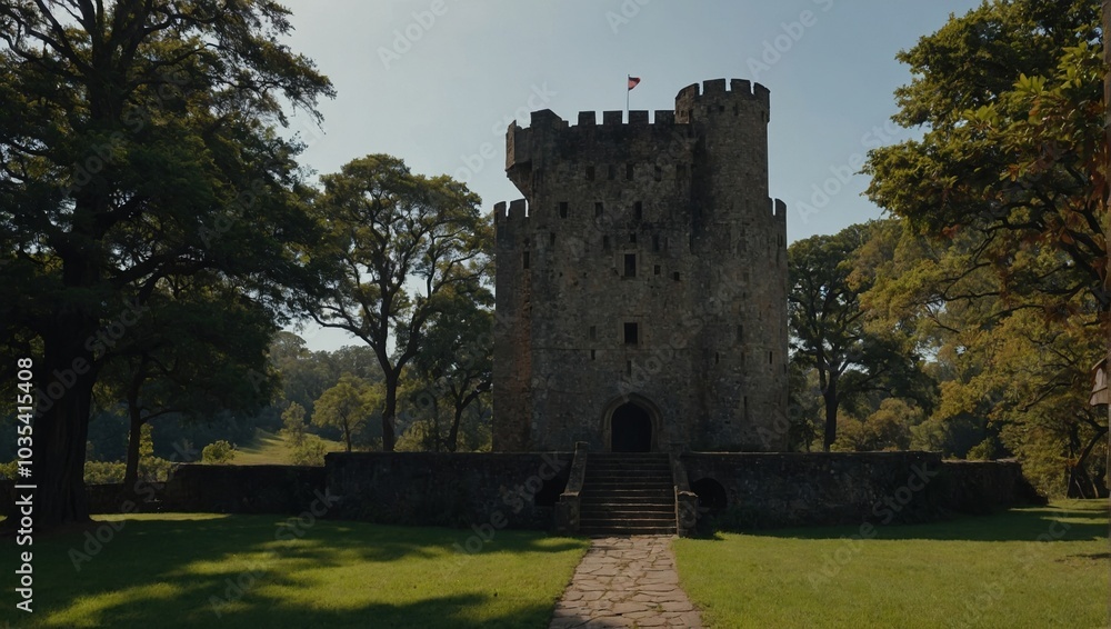 A charming archer tower nestled in a quaint village enhances the local charm and beauty A charming archer tower nestled in a quaint village enhances the local charm and beauty