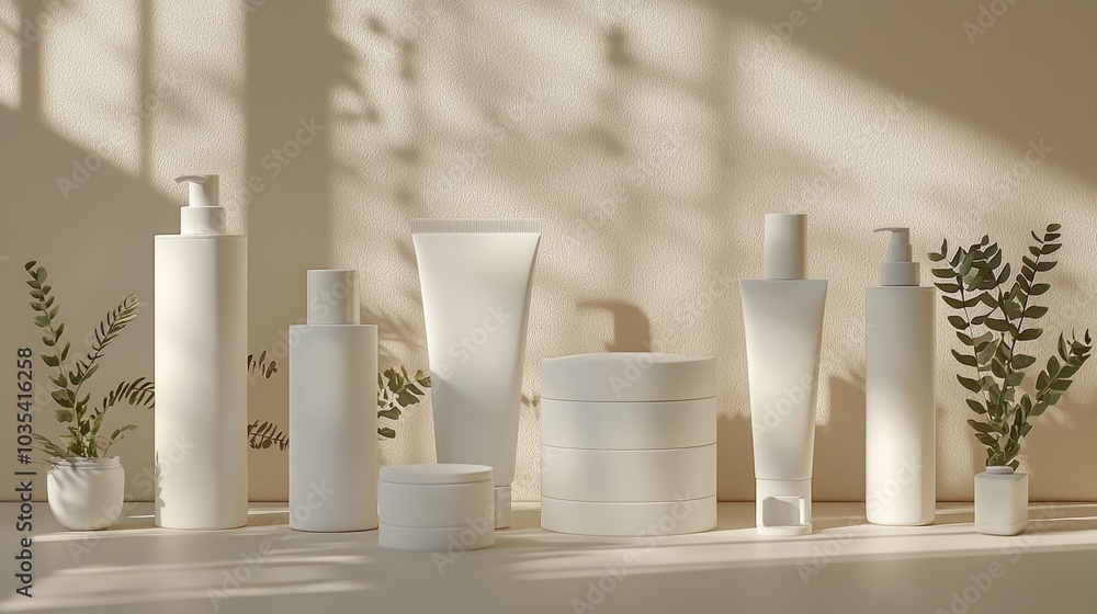 Minimalist Skincare Product Arrangement in Soft Light Minimalist Skincare Product Arrangement in Soft Light