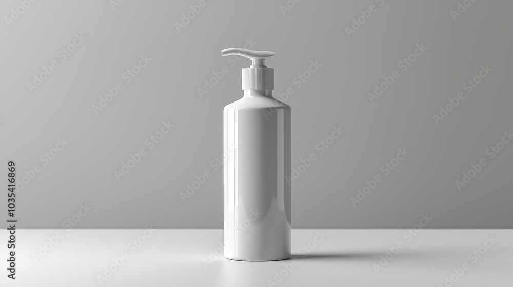 Sleek White Pump Dispenser on Minimalist Background Sleek White Pump Dispenser on Minimalist Background