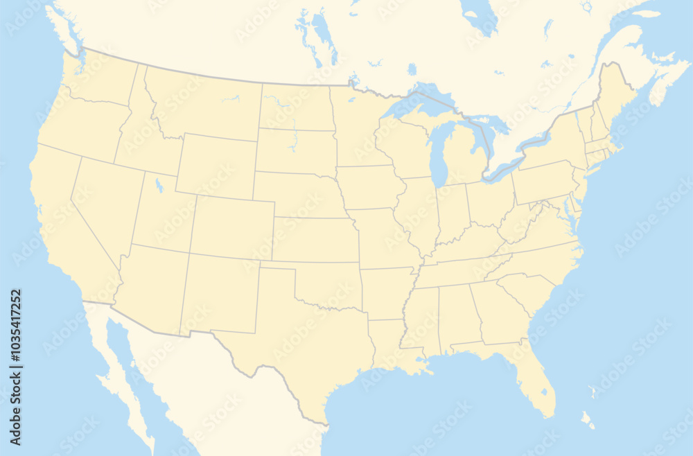 Fototapeta premium Map of the Contiguous United States