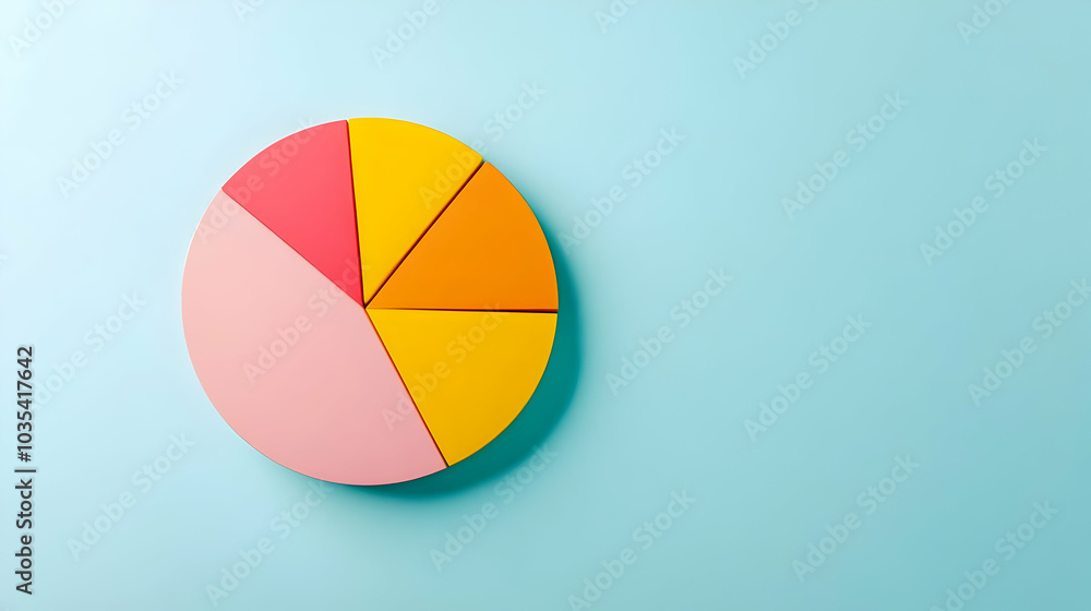 Fototapeta premium Colorful Pie Chart on Pastel Background
