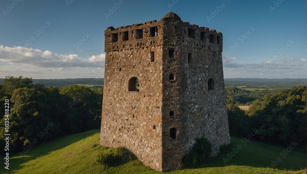 A delightful archer tower surrounded by serene lakeside beauty A delightful archer tower surrounded by serene lakeside beauty