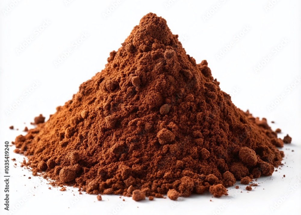 Ground Cocoa Powder Isolated on White Background - High-Quality Urban Exploration Photography for Culinary and Baking Ground Cocoa Powder Isolated on White Background - High-Quality Urban Exploration Photography for Culinary and Baking