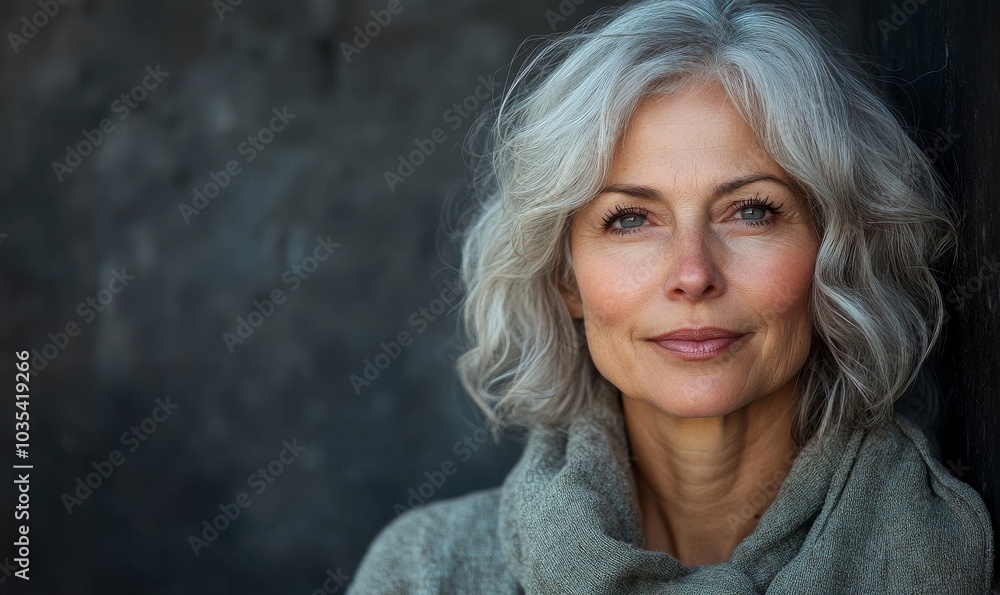 Beautiful senior woman looking at copy space, Generative AI Beautiful senior woman looking at copy space, Generative AI
