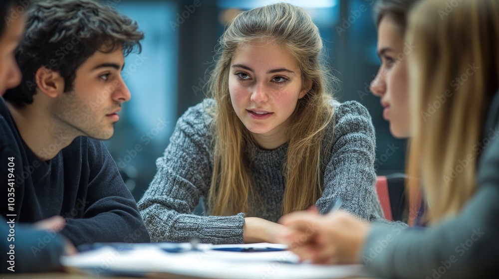 Students having a group study in class, Generative AI Students having a group study in class, Generative AI