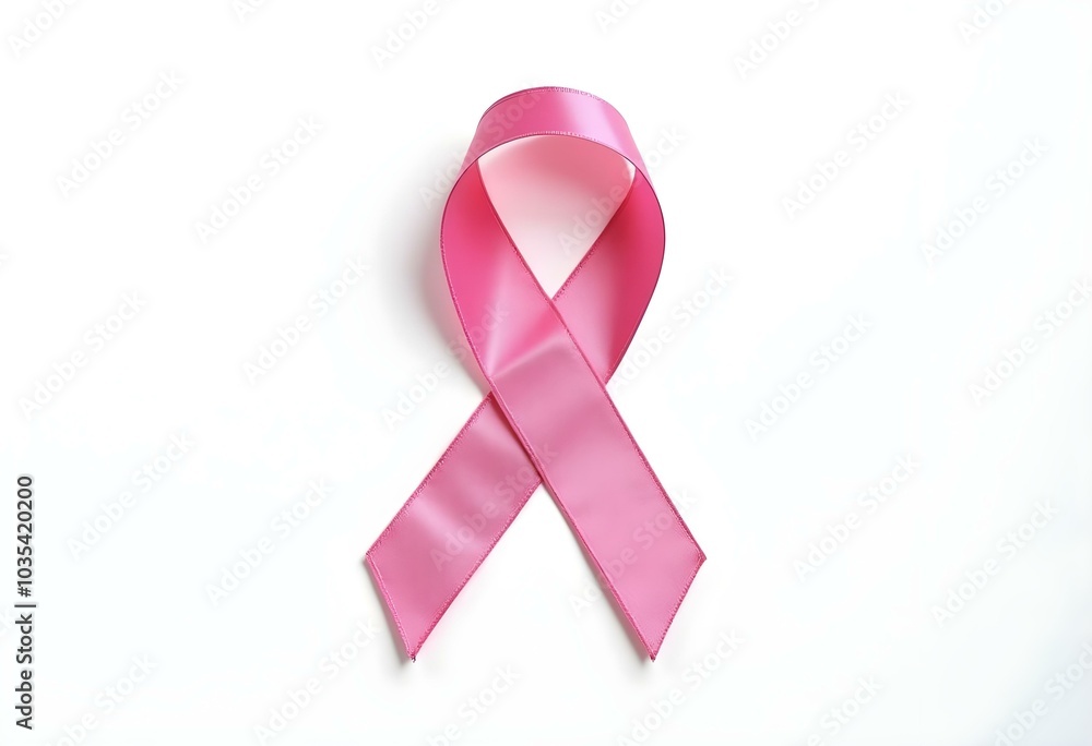 a shiny pink cancer ribbon intricately tied in a bow isolated on a bright white background with soft shadows create with ai a shiny pink cancer ribbon intricately tied in a bow isolated on a bright white background with soft shadows create with ai