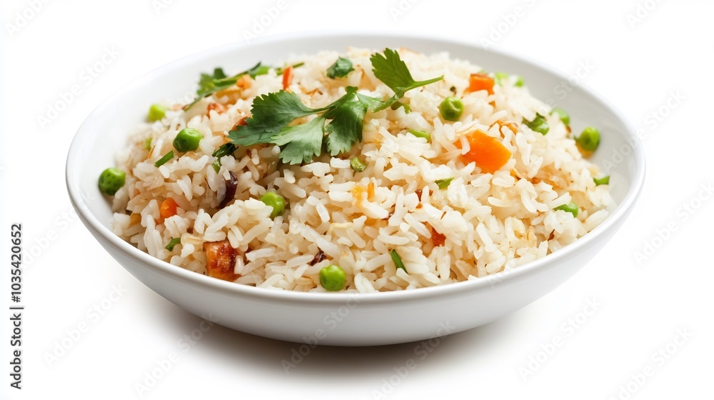 Bowl of Fried Rice with Vegetables and Herbs Bowl of Fried Rice with Vegetables and Herbs