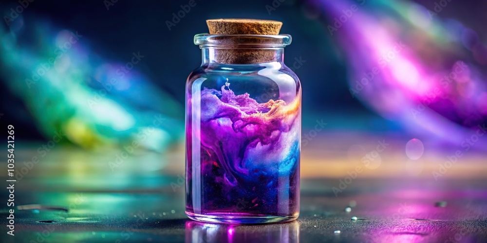 Close-up of a vial filled with colorful violet gooey slimy substance, violet, slime, substance Close-up of a vial filled with colorful violet gooey slimy substance, violet, slime, substance