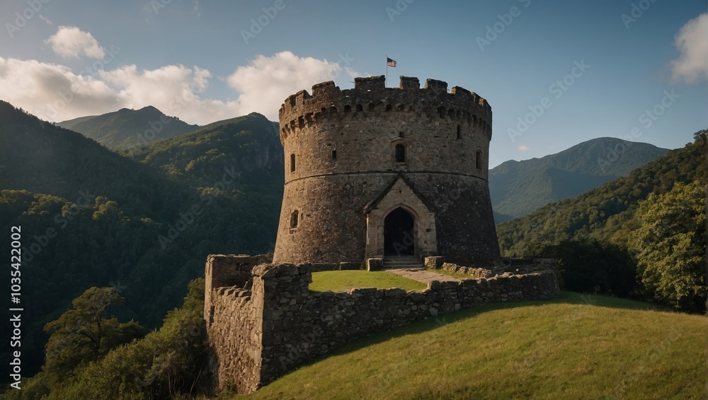 A magnificent archer tower in a peaceful setting A magnificent archer tower in a peaceful setting