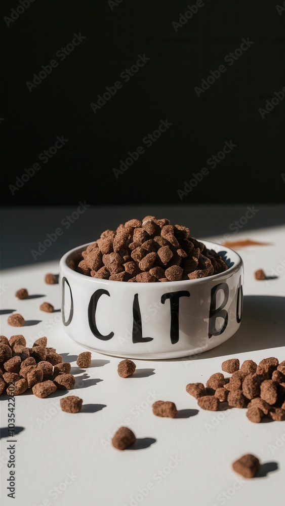 White bowl with the letters White bowl with the letters