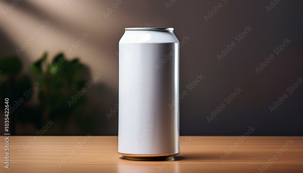 a blank beverage can on a table that can be designed neutral background a blank beverage can on a table that can be designed neutral background