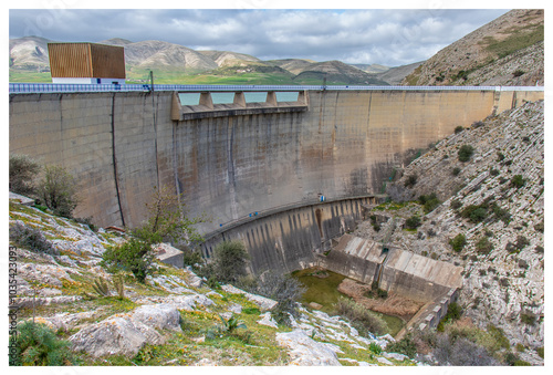 Scenic Beauty of Kasseb Dam: A Majestic View of Mountains and Lake in Bousalem, Beja, Tunisia, North Africa photo