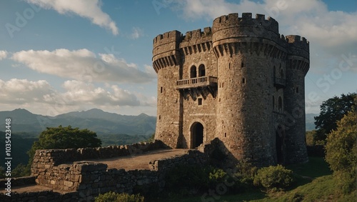 A majestic archer tower rising from the misty landscape