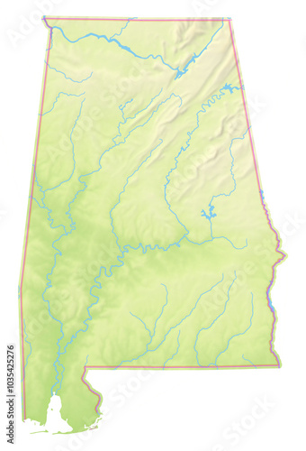 Map of the State Alabama (US).