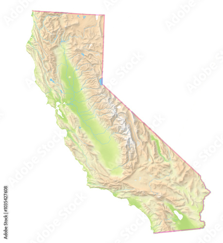 Map of the State California (US).