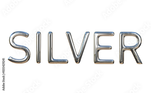 3d silver text with reflection on png transparent background.