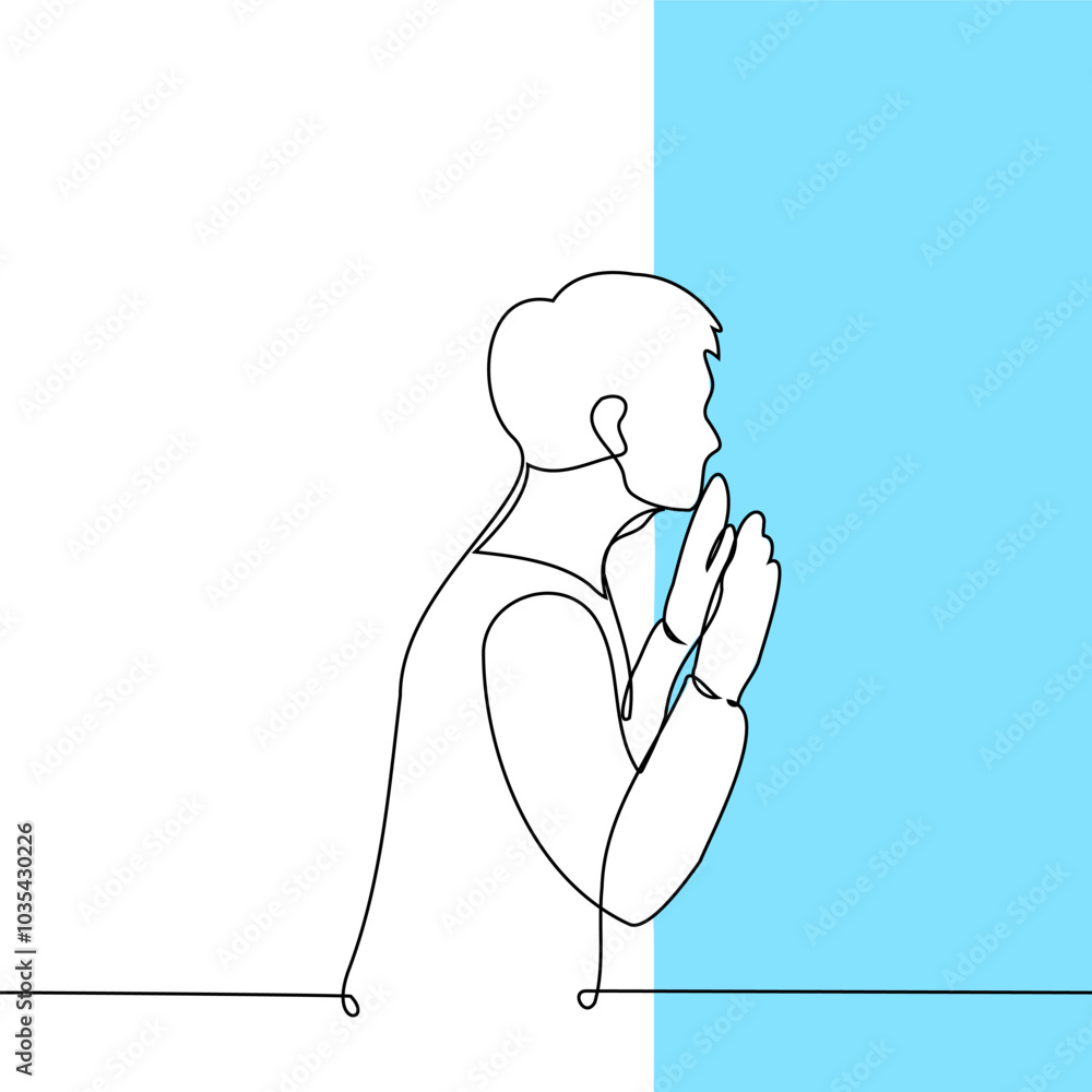 man standing in front of a wall looking through with both palms up - one line art vector. metaphor Obstacles, Search for clarity, feeling of isolation, frustration man standing in front of a wall looking through with both palms up - one line art vector. metaphor Obstacles, Search for clarity, feeling of isolation, frustration