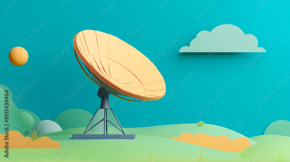 Satellite dish 3d paper cute vector image Satellite dish 3d paper cute vector image