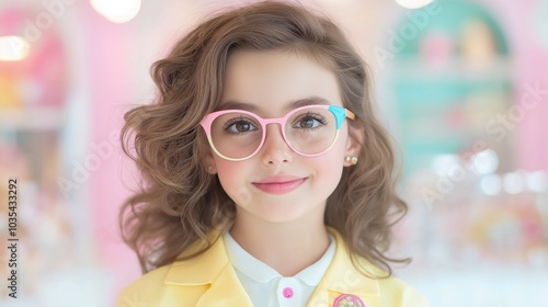 Whimsical child prodigy doctor in a colorful clinic for creative pediatric inspiration