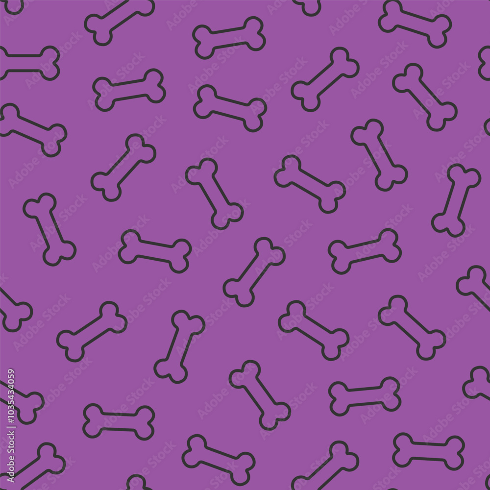seamless pattern of collection of black outline style bones scattered on a purple background seamless pattern of collection of black outline style bones scattered on a purple background
