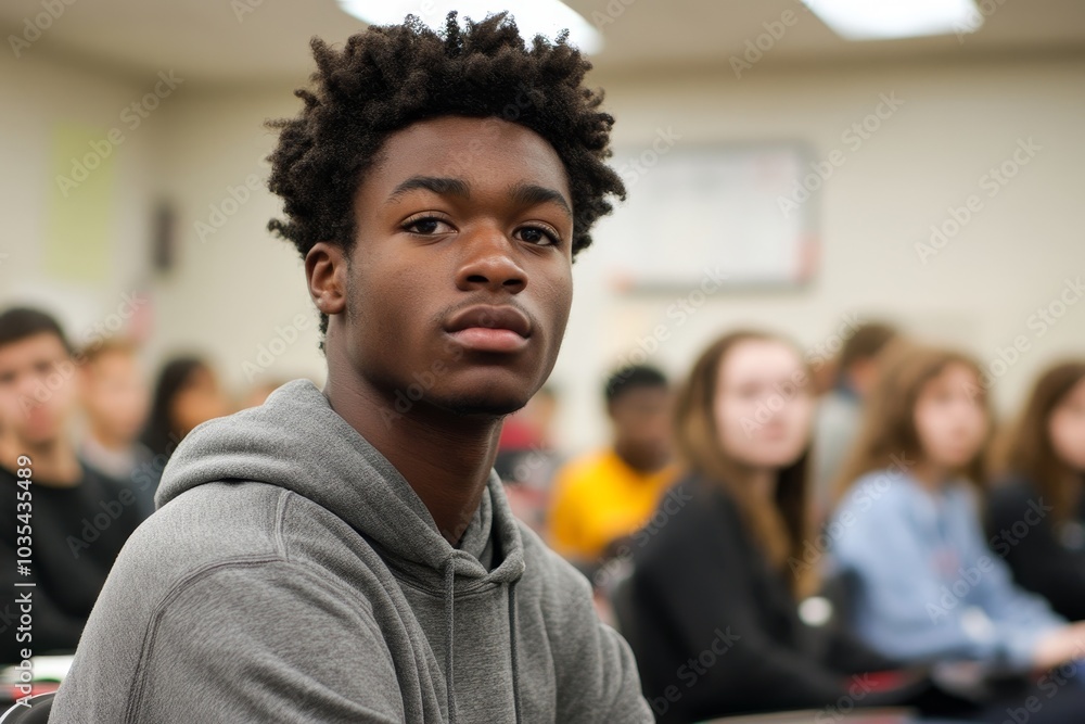 Student in high school classroom, Generative AI Student in high school classroom, Generative AI