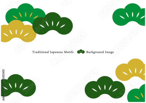 松の葉和風デザイン年賀状素材 青松