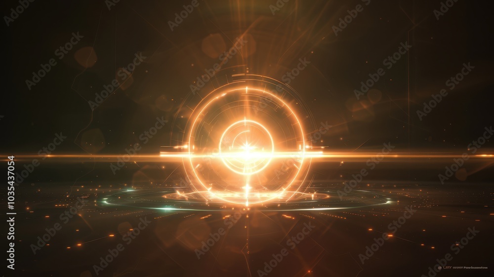 Fototapeta premium Abstract digital wallpaper presents a circle background. Geometric shapes and round patterns fill it.