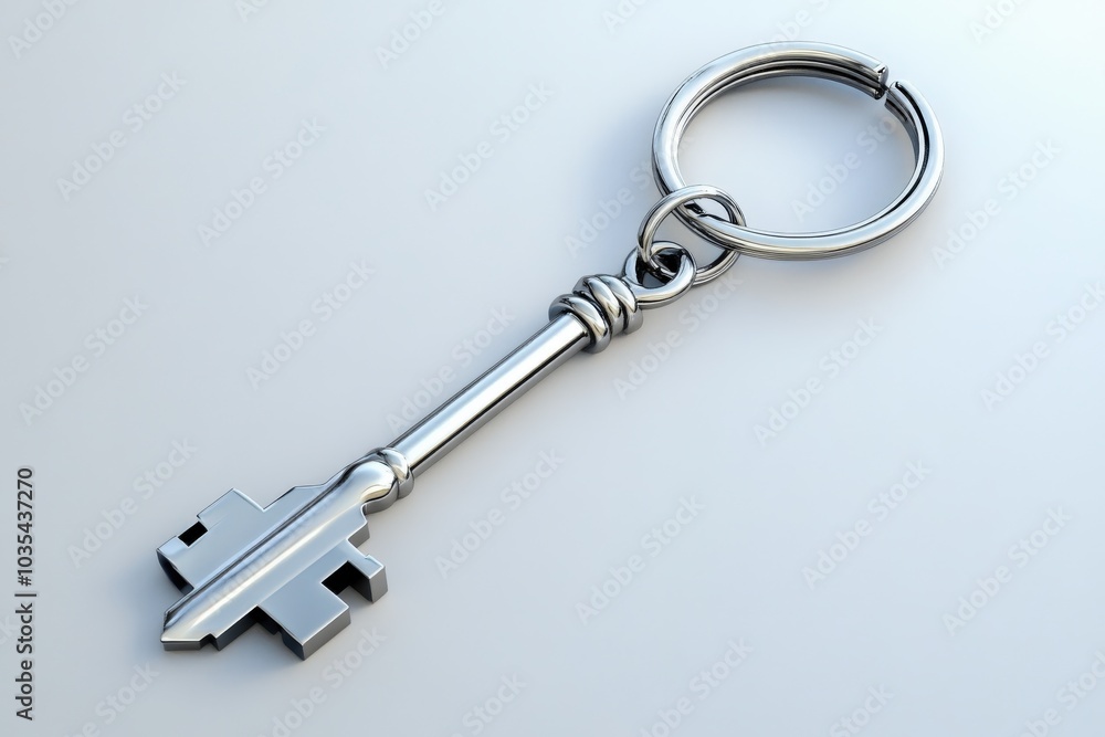 White Keychain Object on Blank Frame Background Isolated Illustration White Keychain Object on Blank Frame Background Isolated Illustration