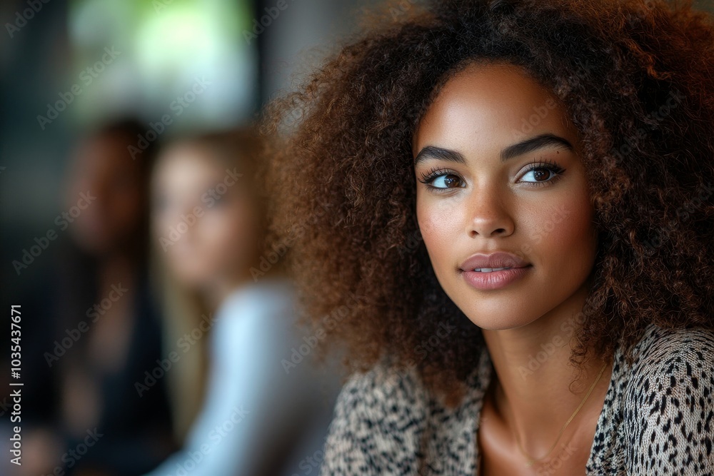 Female manager having a discussion with her team during a meeting in a boardroom, Generative AI Female manager having a discussion with her team during a meeting in a boardroom, Generative AI