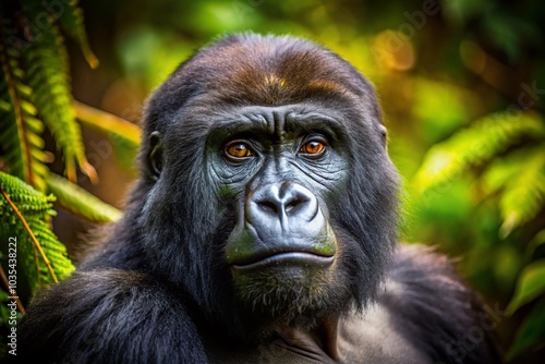 Intellectual Gorilla Portrait - Majestic Primate in Thoughtful Pose, Nature-Inspired Background, Unique Animal