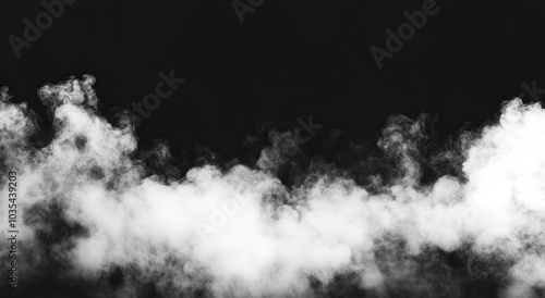 Abstract white smoke on black background.