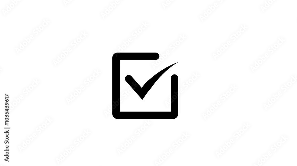 Check mark symbol with square box. Glowing check mark animation icon. Tick finishing confirm yes, right ,ok sign animated on black background. Check mark symbol with square box. Glowing check mark animation icon. Tick finishing confirm yes, right ,ok sign animated on black background.
