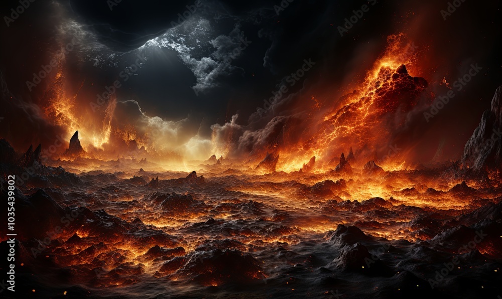 Vivid Red and Orange Clouds in Dark Sky Vivid Red and Orange Clouds in Dark Sky