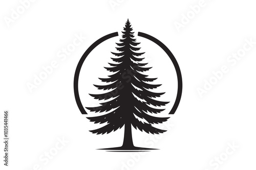 pine tree vector silhouette black and white 