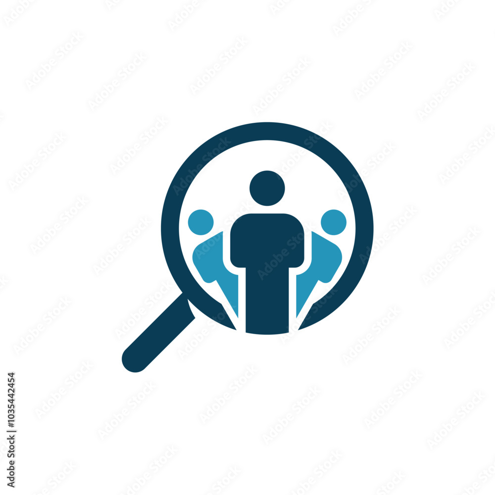 Human Community with Magnifying Glass Logo Design Human Community with Magnifying Glass Logo Design