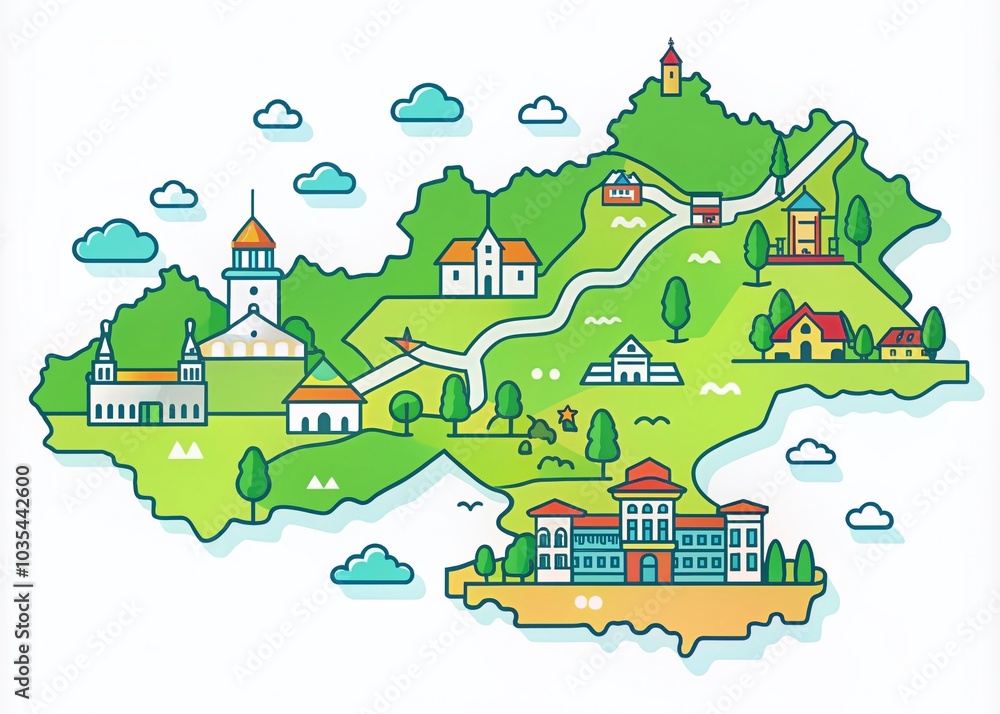 Fototapeta premium Kittsee City Vector Map - Stylized Outline Design for Austria Template Use