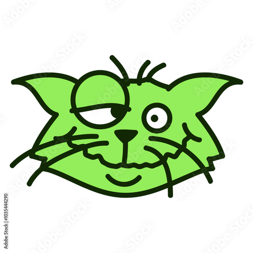 Crazy Cat Weird Funny Eyes Cool Grimace Cartoon Cute Meow Cats Cartoon Comic Fun Design Purr Cat Lovers Who Love Sweet Kittens Adorable Feline Playful Kitties Fur Baby Illustration Paw Pet Owners Like
