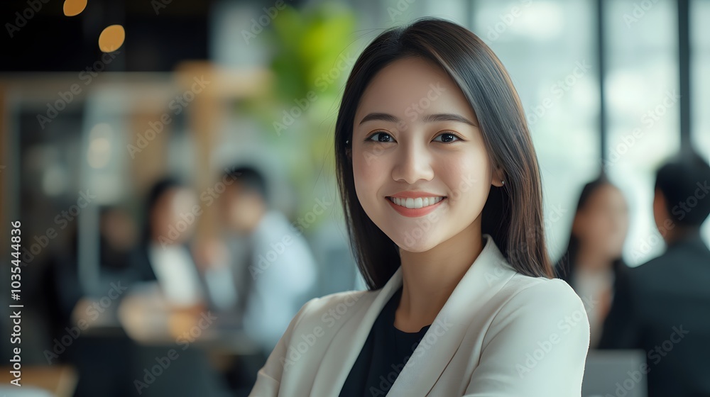A Portrait of a Smiling Woman in a White Blazer A Portrait of a Smiling Woman in a White Blazer