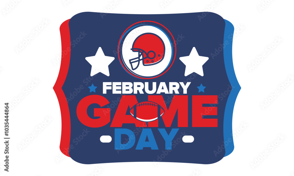 Game Day. American football playoff. Super Party in United States. Final game of regular season. Professional team championship. Ball for american football. Sport poster. Vector illustration