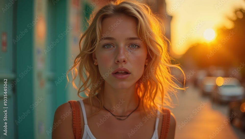 Fototapeta premium Adorable girl's emotional face on a color background. A cute lifestyle wallpaper.