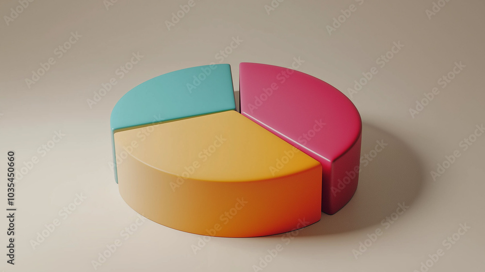 Obraz premium Colorful 3D rendered financial pie chart with copy space