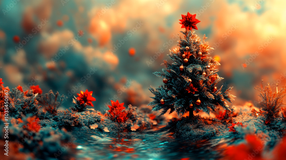 Magic Christmas tree in abstract psychedelic space Magic Christmas tree in abstract psychedelic space