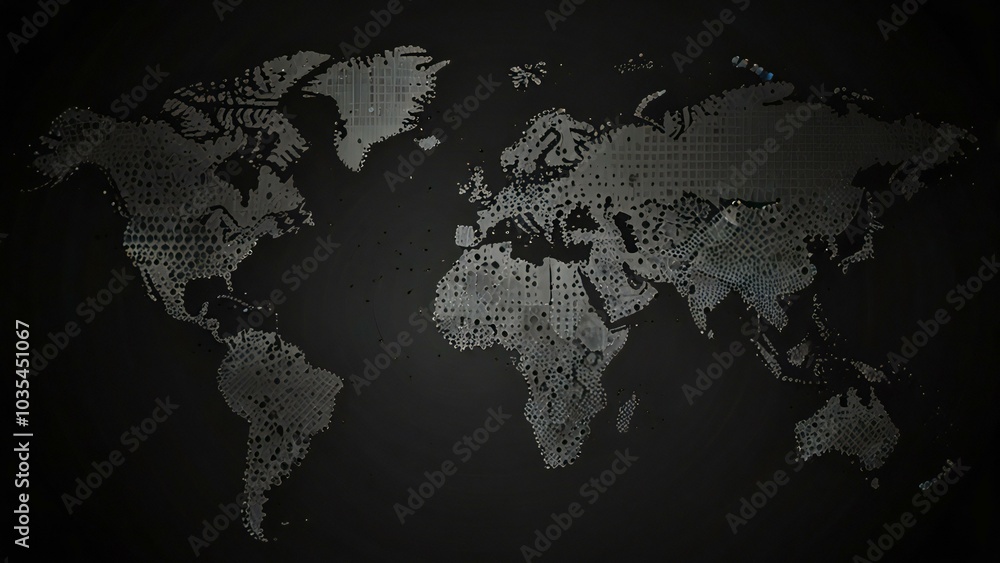 world map on black background world map on black background