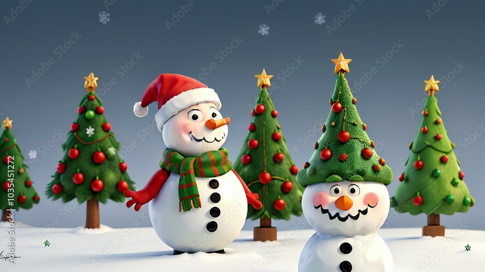 snowman with christmas tree snowman with christmas tree