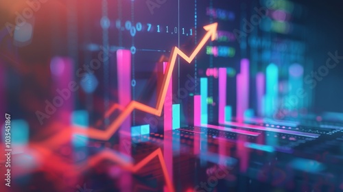 Wallpaper Mural Growth money arrow of success financial business on coin concept investment earnings 3d background of profit graph finance development or increase economic market chart digital stock currency strategy Torontodigital.ca