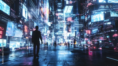 Wallpaper Mural Experiencing virtual technology world. Mixed media. Torontodigital.ca