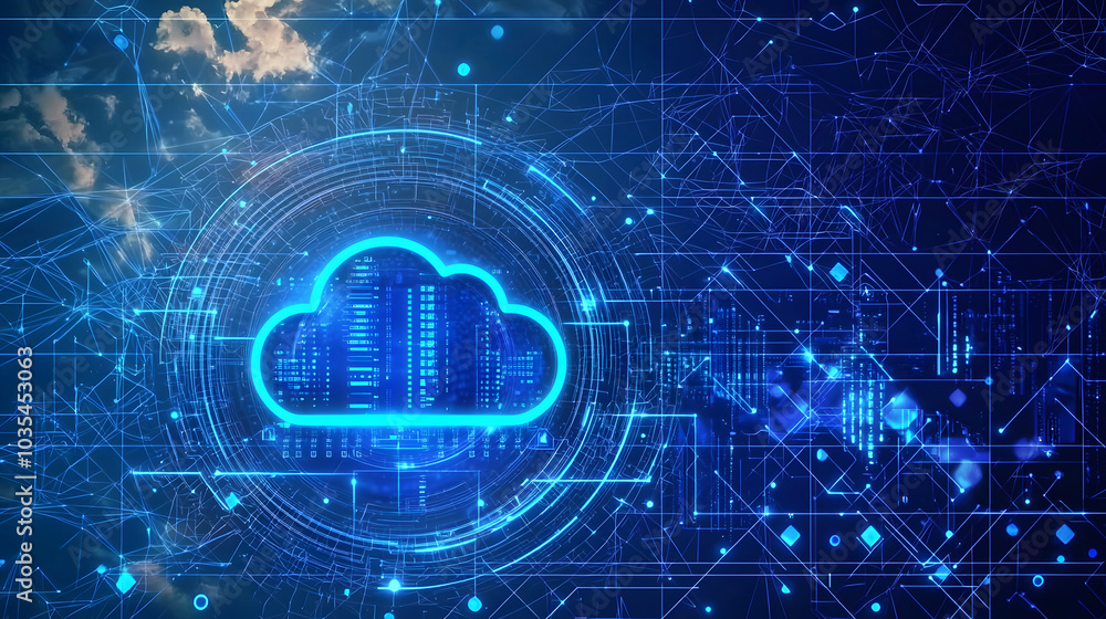 Futuristic cloud computing concept with digital grid. Futuristic cloud computing concept with digital grid.